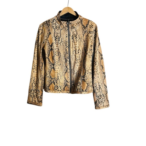 Black Faux Leather Women's Reversible Jacket - Picture 3 of 5